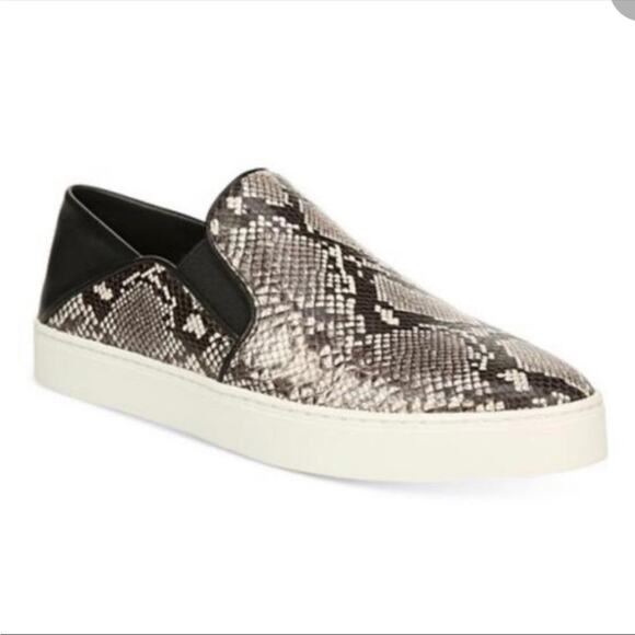 Vince Shoes - VINCE Garvey Embossed Python Snake Print Almond-Toe Slip-on Sneaker